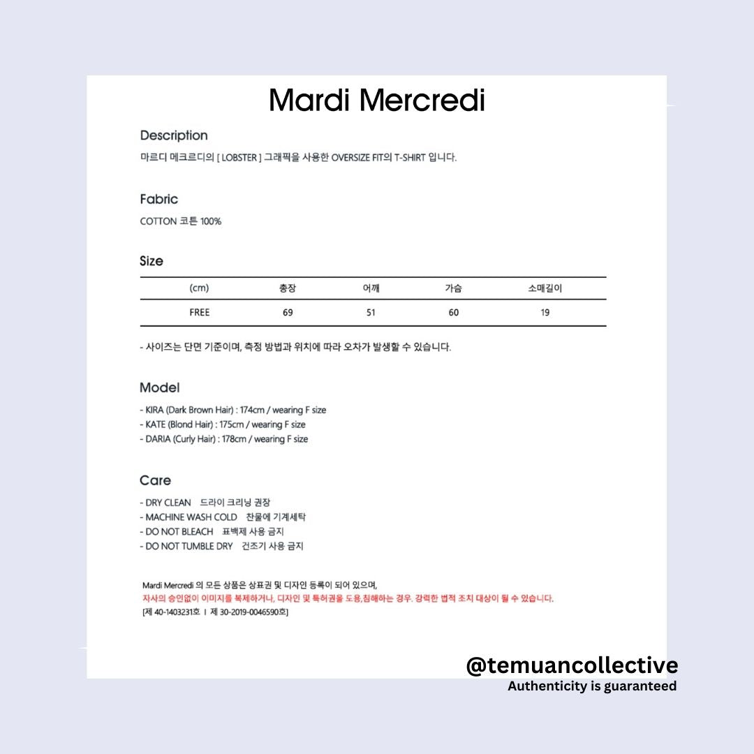 MARDI MERCREDI Unisex White Red Lobster TShirt