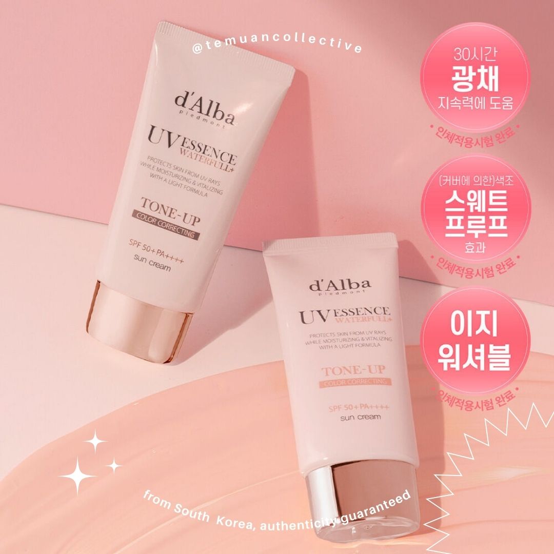 d'Alba UV Essence Waterfull+ Tone Up Pink Correcting Sun Cream 50mL