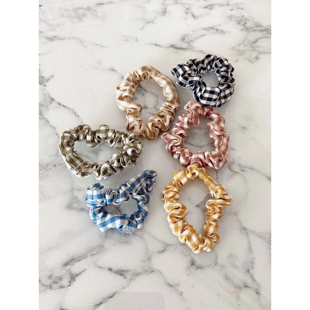 Satin Silk Scrunchies & Gingham Cotton Scrunchies