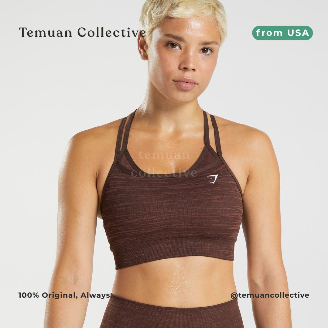 Gymshark Adapt Marl Seamless Sports Bra Brown Cherry Brown