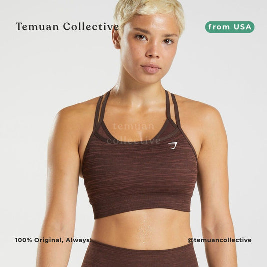 Gymshark Adapt Marl Seamless Sports Bra Brown Cherry Brown