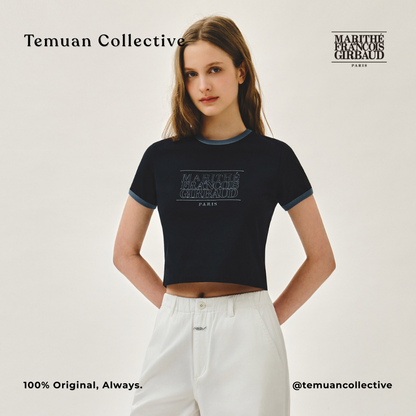 Marithe Francois Girbaud W Classic Logo Applique Ringer Crop Tee