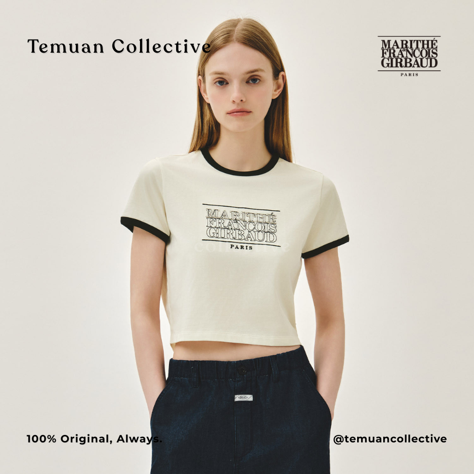 Marithe Francois Girbaud W Classic Logo Applique Ringer Crop Tee
