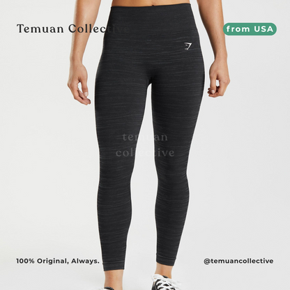 Gymshark Adapt Marl Seamless Leggings Black Smokey Grey