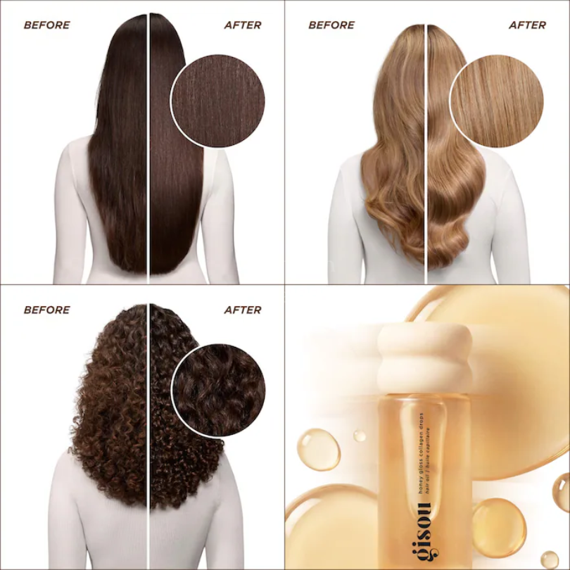 GISOU Honey Gloss Collagen Drops Hair Oil Fine Medium Hair Serum