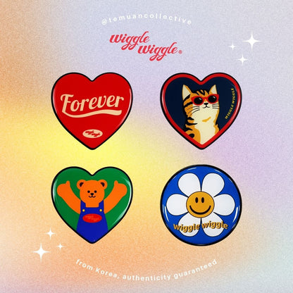 Wiggle Wiggle Heart Round Griptok Collapsible Phone Holder Pop Socket Korea