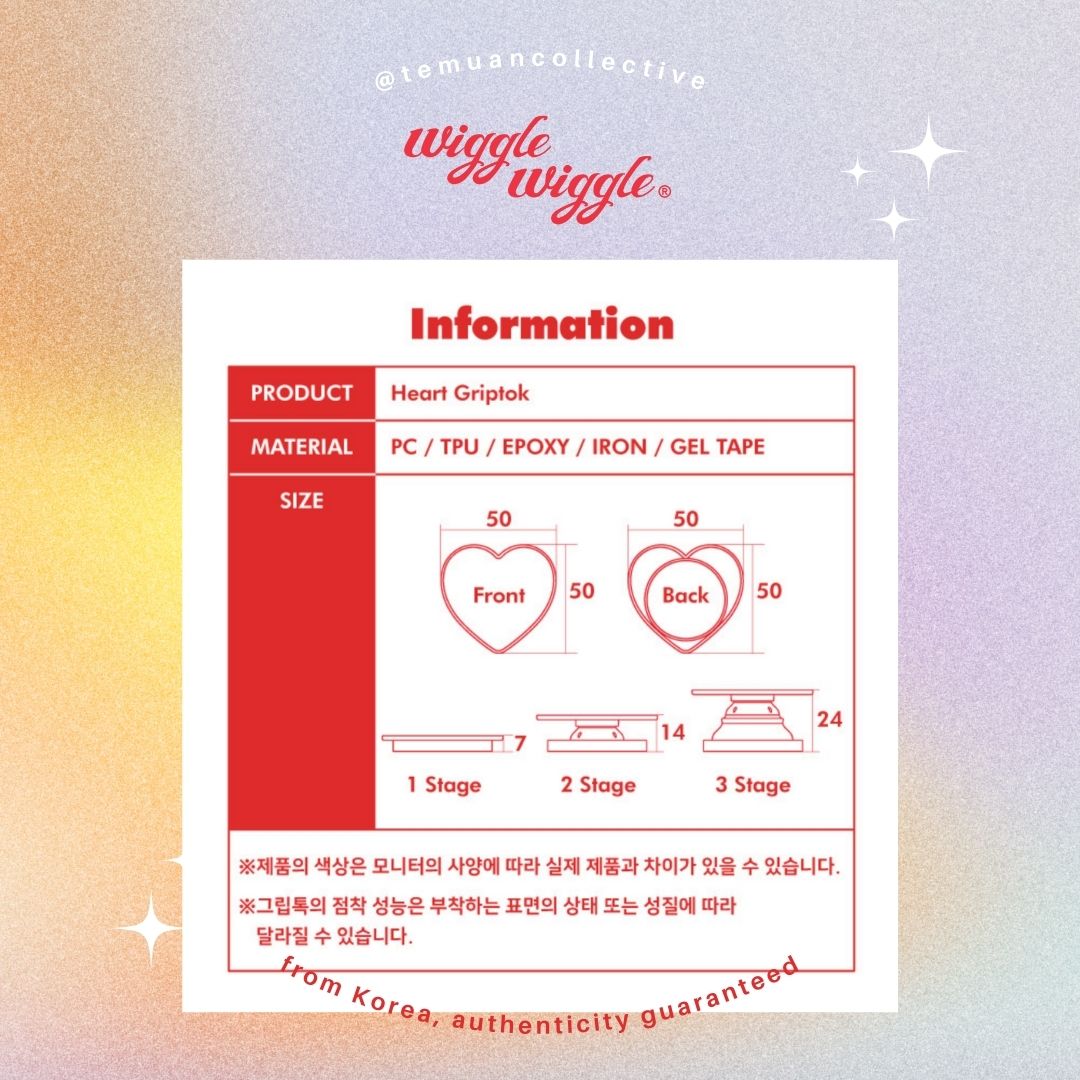 Wiggle Wiggle Heart Round Griptok Collapsible Phone Holder Pop Socket Korea