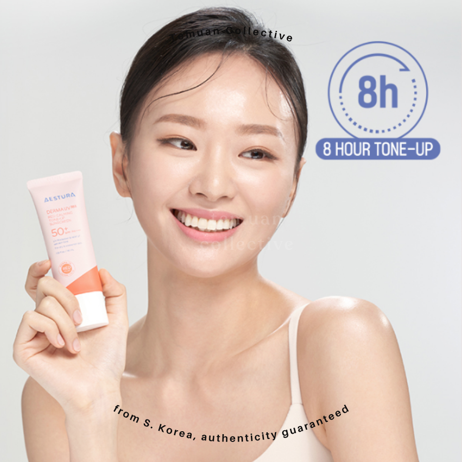 AESTURA DERMA UV 365 Vit-A Radiance Sunscreen Aging Defense, Barrier Hydro Mineral Sunscreen Eye Comfort, Red Calming Tone Up Sunscreen