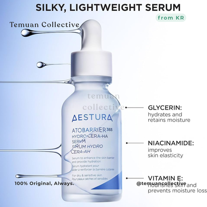 AESTURA Atobarrier 365 Lotion, Hydro Essence, and Hydro Cera-HA Ampoule