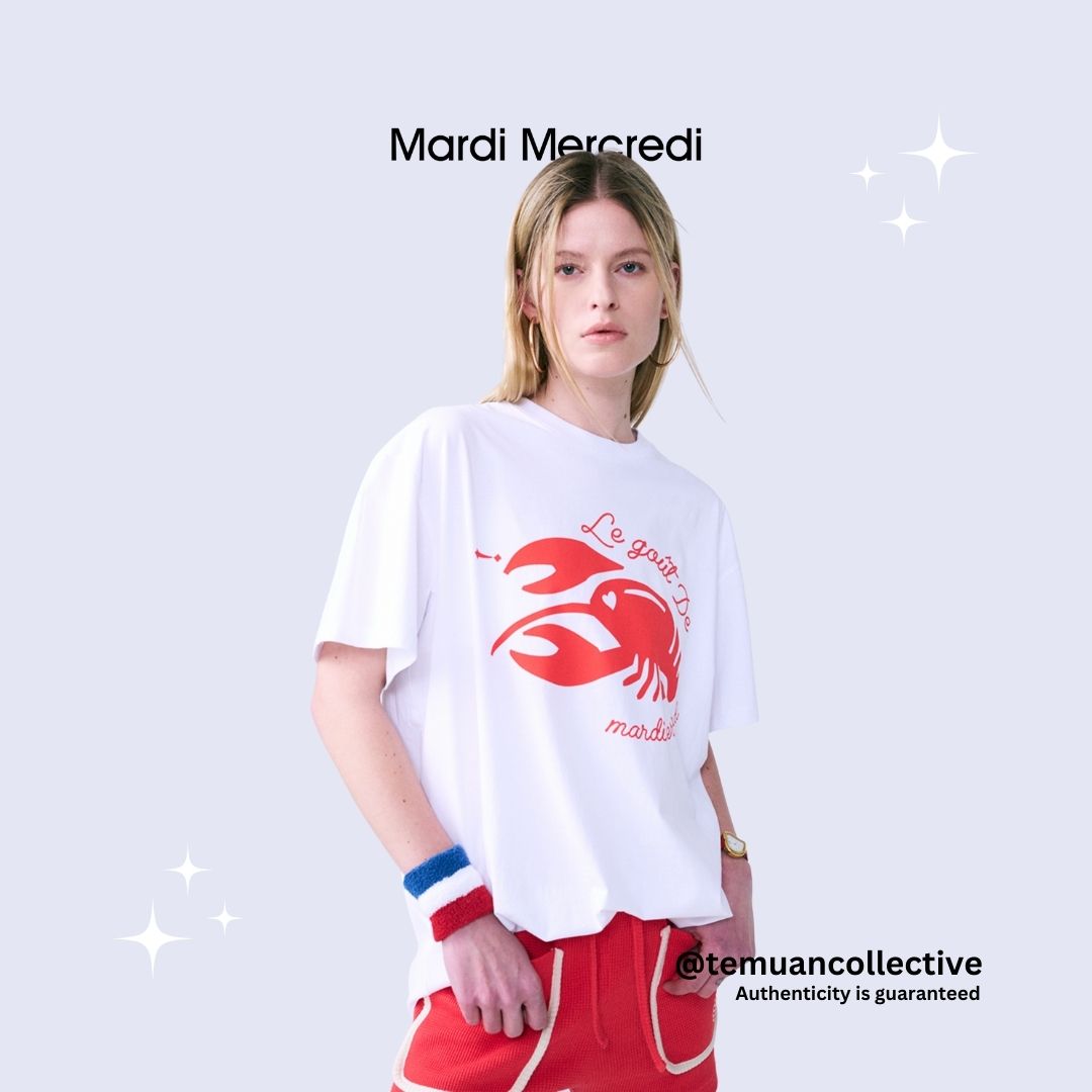 MARDI MERCREDI Unisex White Red Lobster TShirt