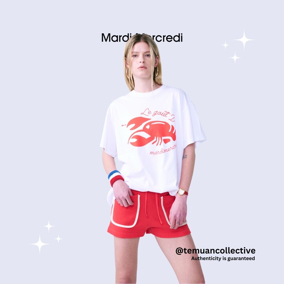 MARDI MERCREDI Unisex White Red Lobster TShirt