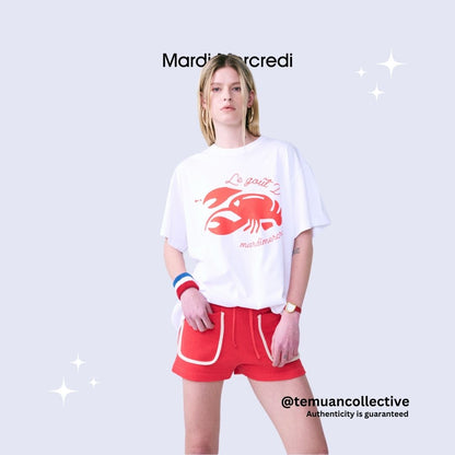 MARDI MERCREDI Unisex White Red Lobster TShirt