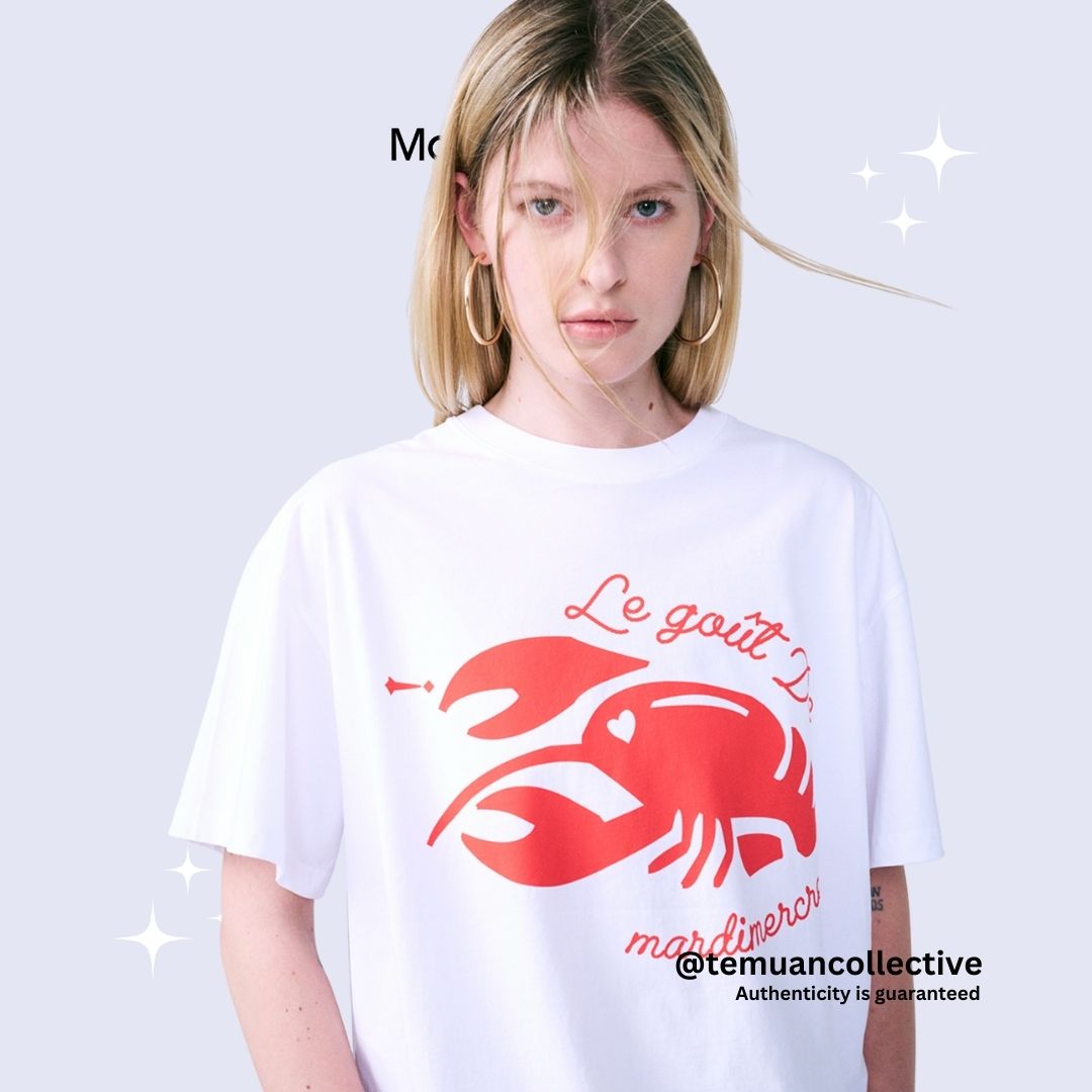 MARDI MERCREDI Unisex White Red Lobster TShirt