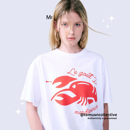 MARDI MERCREDI Unisex White Red Lobster TShirt