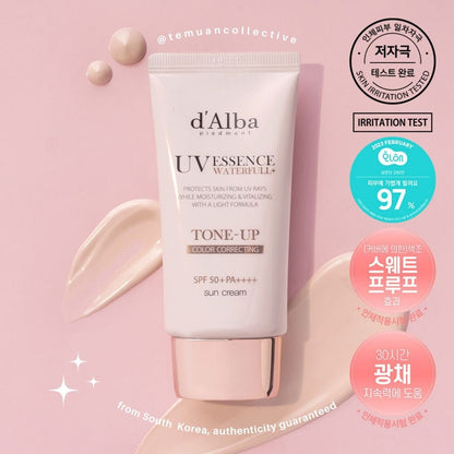 d'Alba UV Essence Waterfull+ Tone Up Pink Correcting Sun Cream 50mL