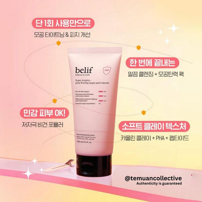 belif Super Knights Pore Tightening & Brightening Toning Vegan Pack Cleanser 150ml