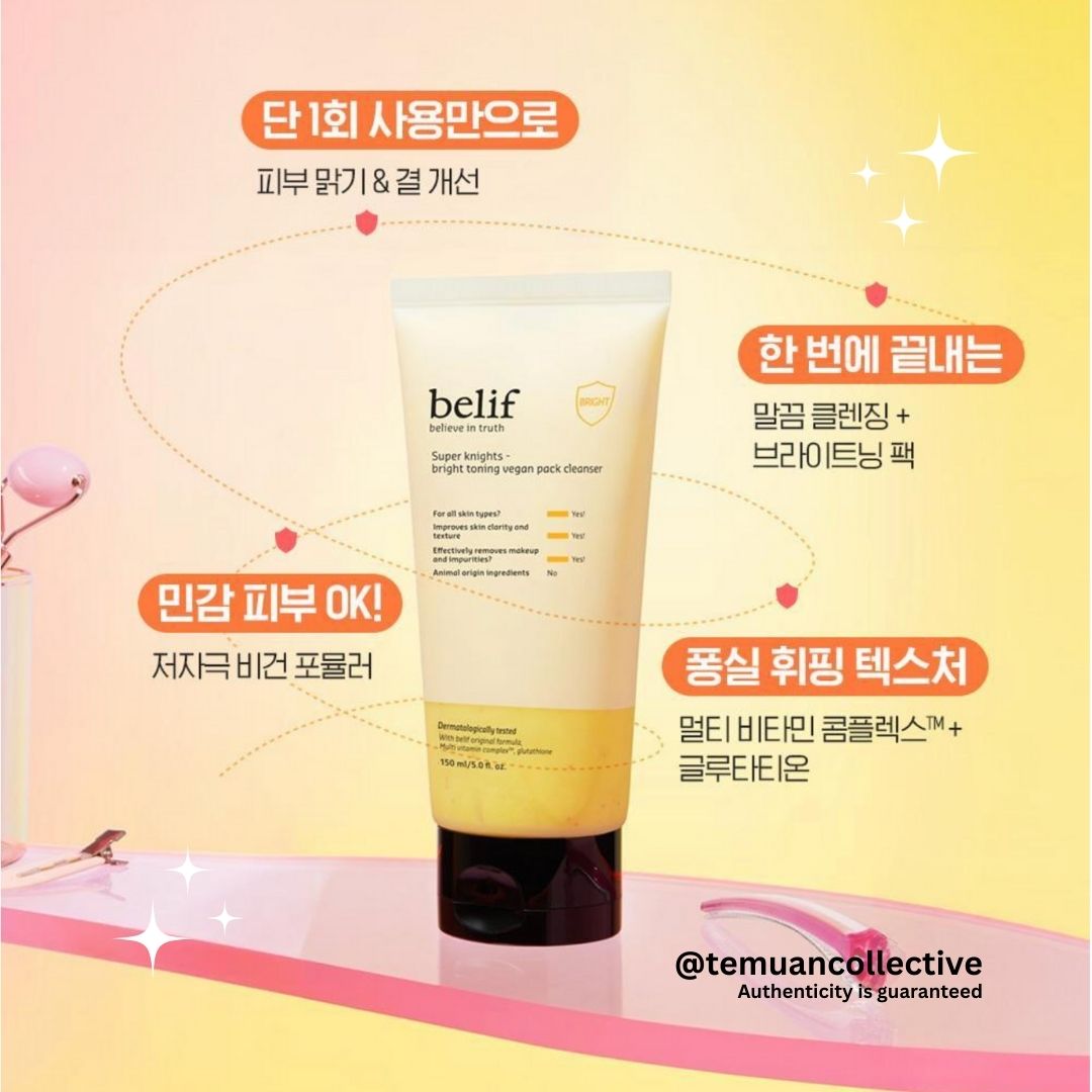 belif Super Knights Pore Tightening & Brightening Toning Vegan Pack Cleanser 150ml