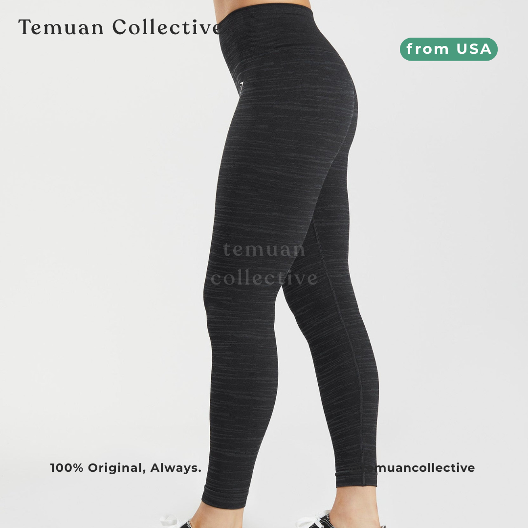 Gymshark Adapt Marl Seamless Leggings Black Smokey Grey