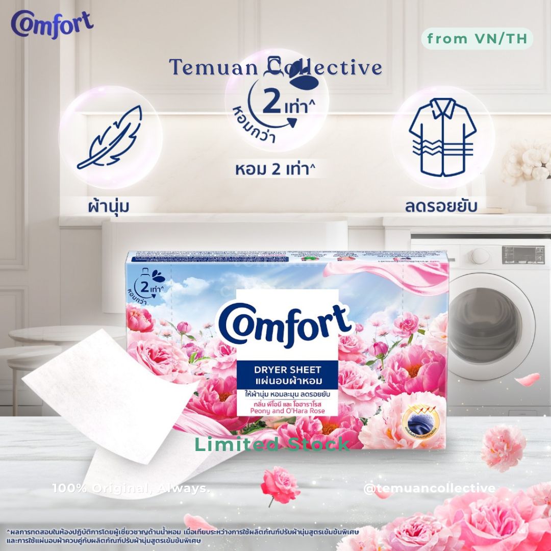 COMFORT Peony and Ohara Rose Dryer Sheets 40 Pieces