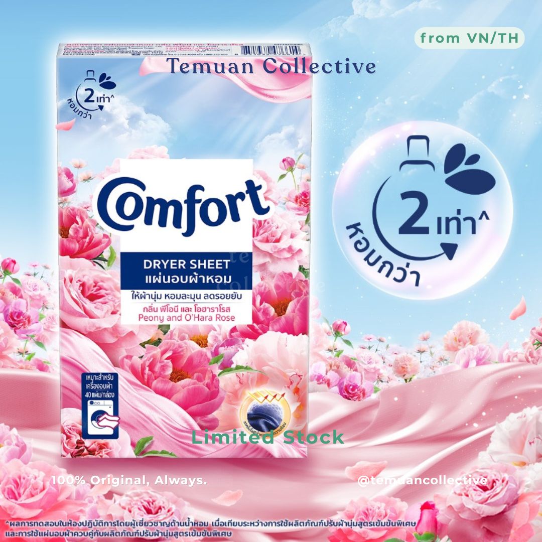 COMFORT Peony and Ohara Rose Dryer Sheets 40 Pieces