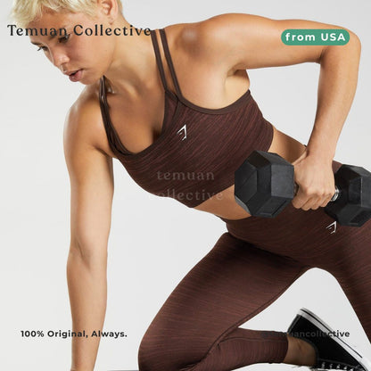 Gymshark Adapt Marl Seamless Sports Bra Brown Cherry Brown