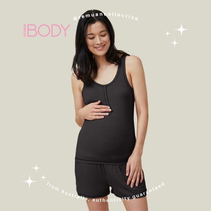 BODY Australia Sleep Recovery Maternity Henley Tank Top & Relaxed Pocket Short Set