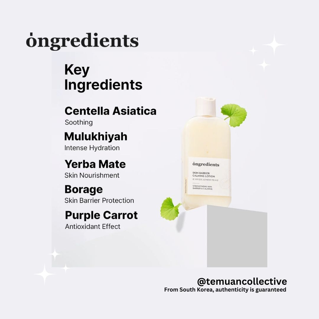 Ongredients Centella Asiatica Skin Barrier Calming Lotion