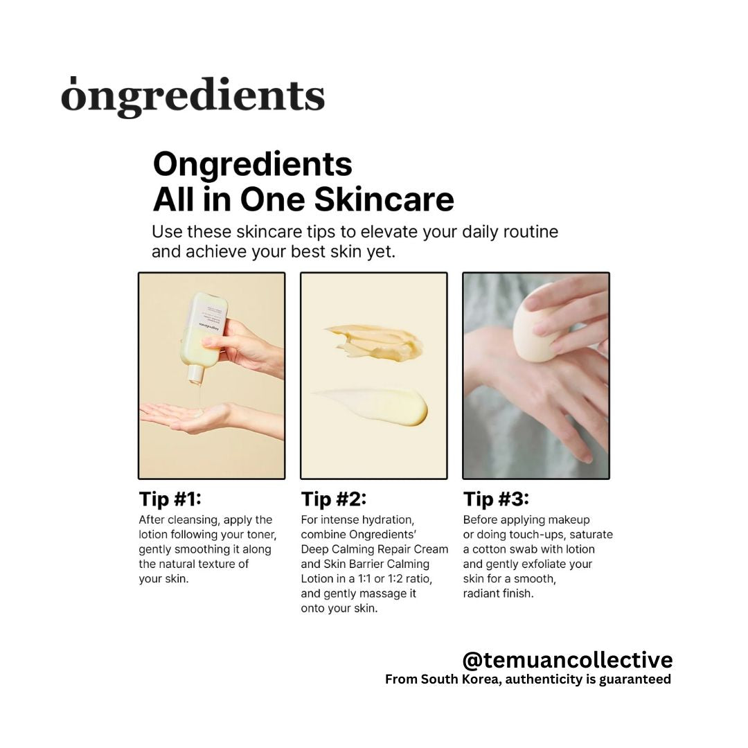 Ongredients Centella Asiatica Skin Barrier Calming Lotion