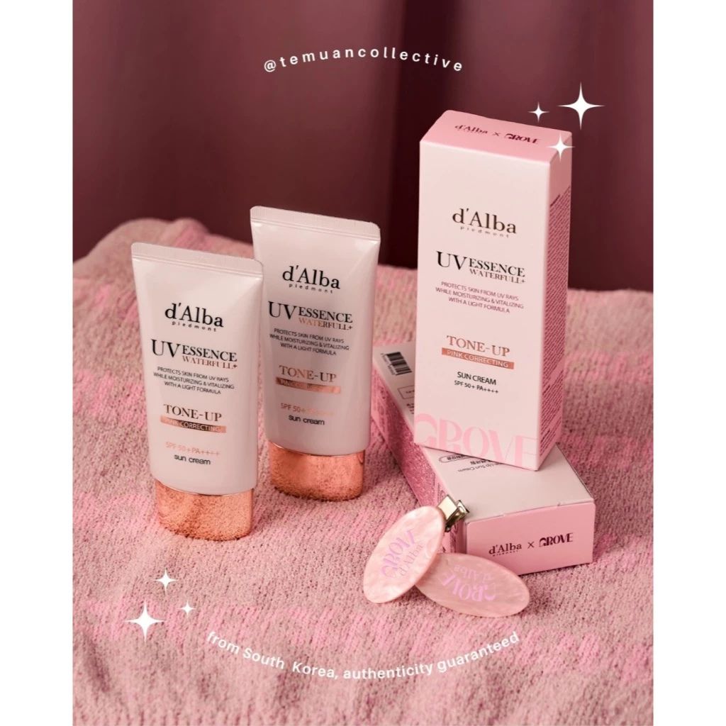 GROVE d'Alba Lounge Wear Original UV Essence Waterfull Tone Up Pink Correcting Suncream Set