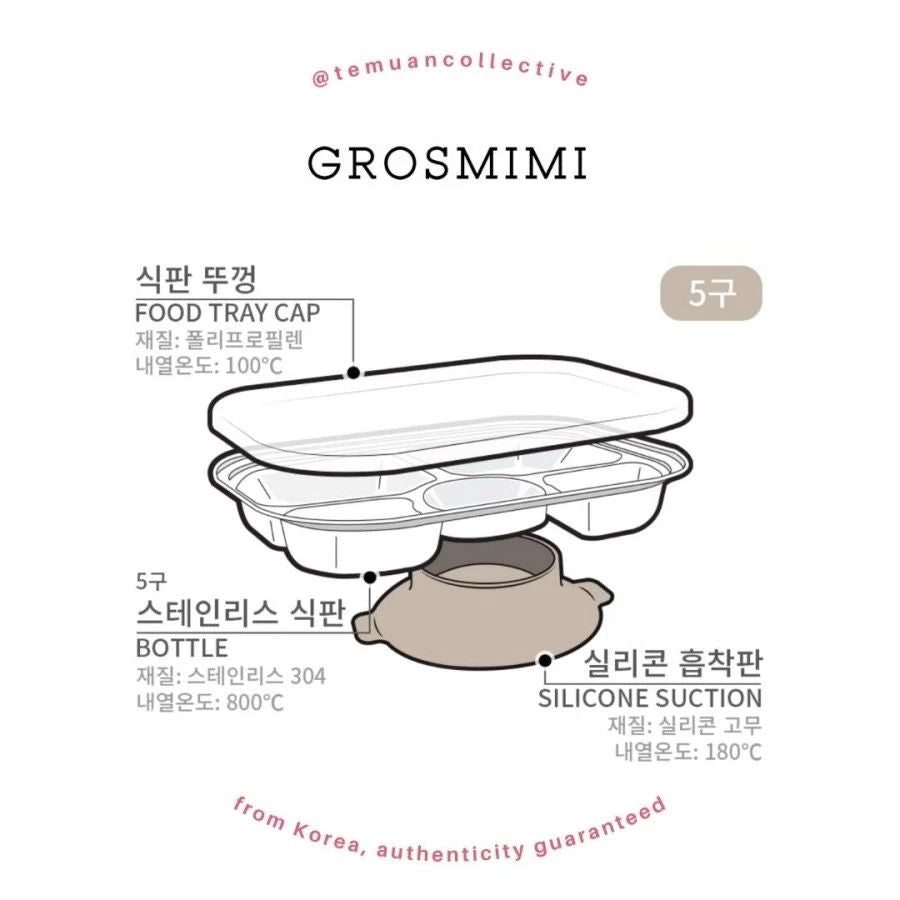Grosmimi Stainless Steel Divided Plate with Suction