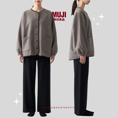 MUJI Japan Women's Polyester Blend Fleece Cardigan