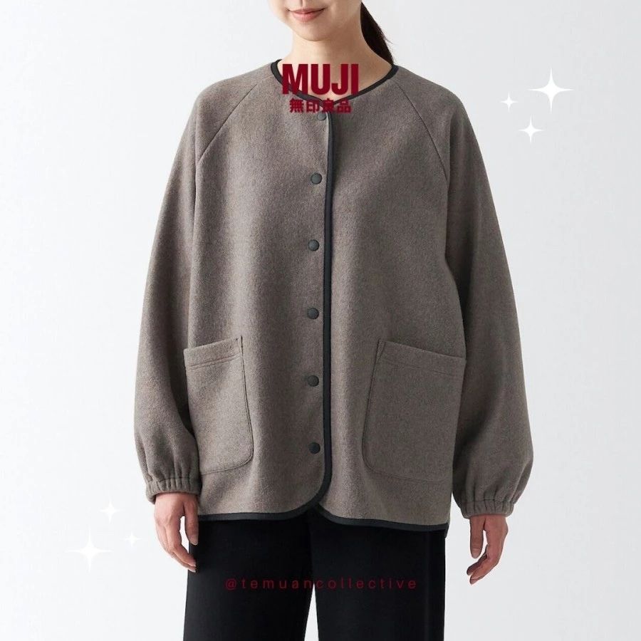 MUJI Japan Women's Polyester Blend Fleece Cardigan