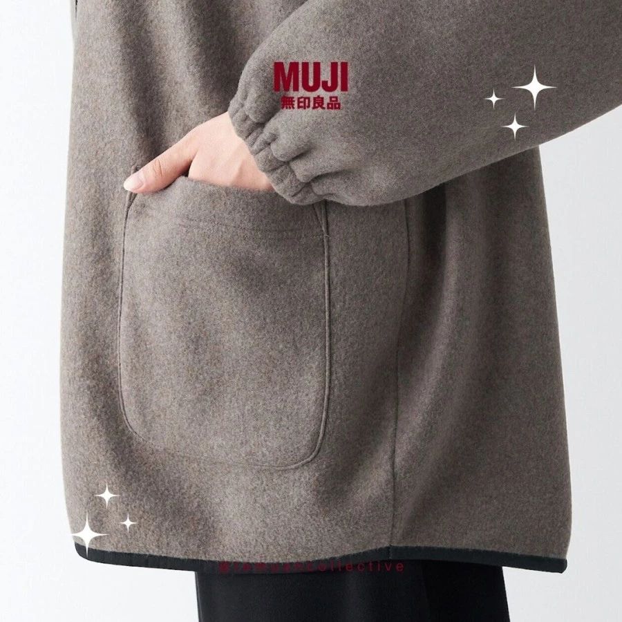 MUJI Japan Women's Polyester Blend Fleece Cardigan
