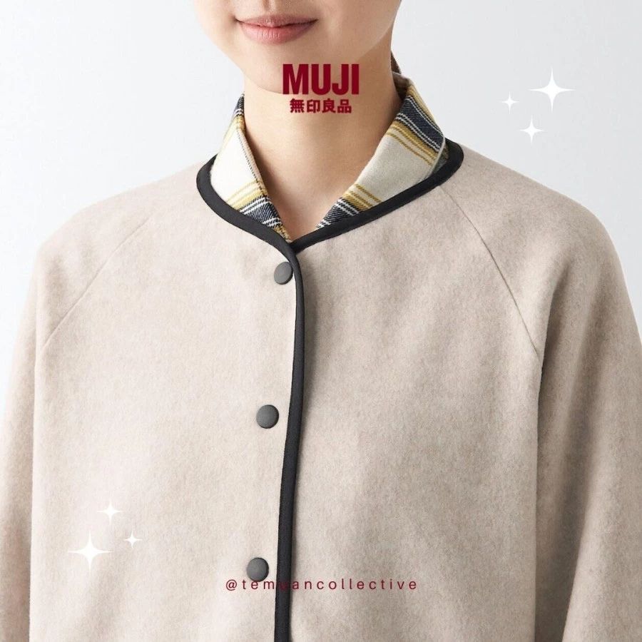 MUJI Japan Women's Polyester Blend Fleece Cardigan