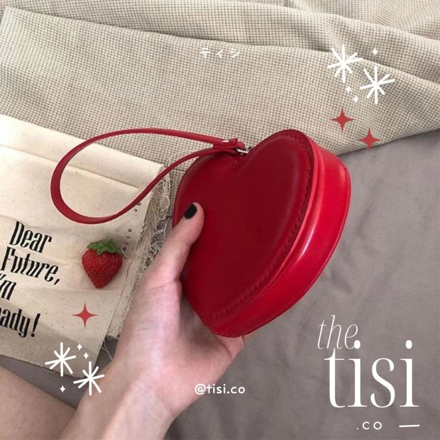 Heart Shape Zipper Wallet with Wrist Holder