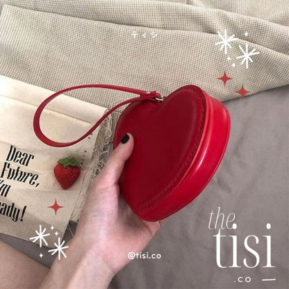 Heart Shape Zipper Wallet with Wrist Holder