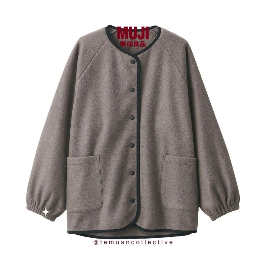 MUJI Japan Women's Polyester Blend Fleece Cardigan
