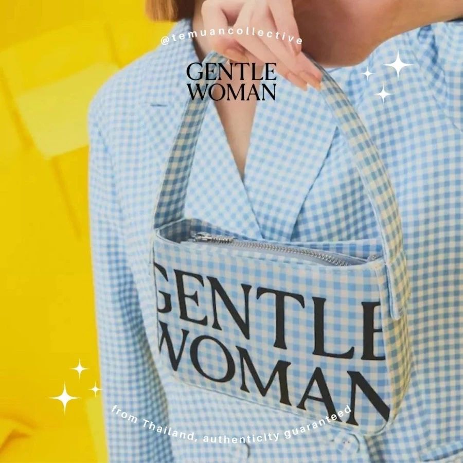 GENTLE WOMAN Blue and White Tartan Shoulder Bag