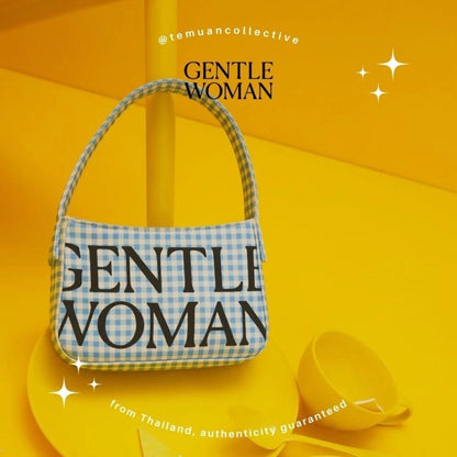 GENTLE WOMAN Blue and White Tartan Shoulder Bag