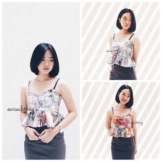Season Peplum Printed Tank Top eurica clothing