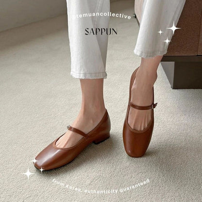 SAPPUN Charlotte fur-lined Mary Jane Flat Shoes