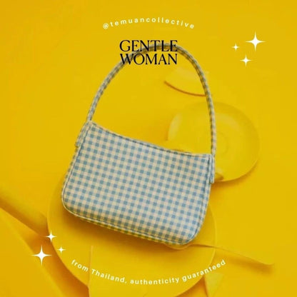 GENTLE WOMAN Blue and White Tartan Shoulder Bag