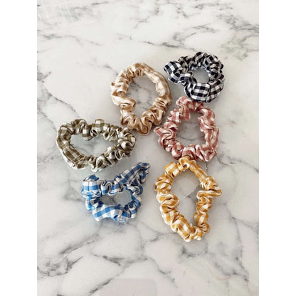 Satin Silk Scrunchies & Gingham Cotton Scrunchies