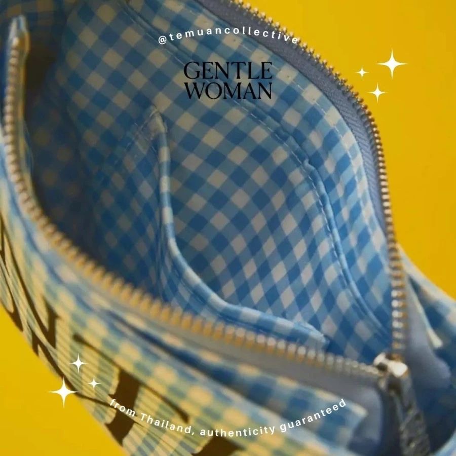 GENTLE WOMAN Blue and White Tartan Shoulder Bag