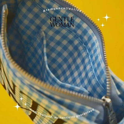 GENTLE WOMAN Blue and White Tartan Shoulder Bag