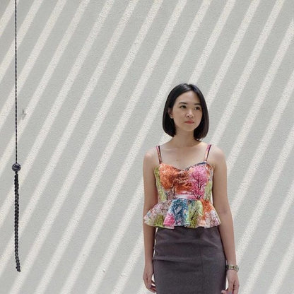 Season Peplum Printed Tank Top eurica clothing