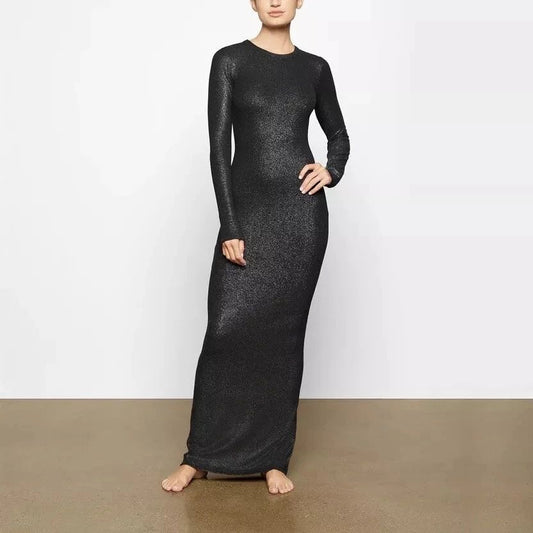 SKIMS Soft Lounge Shimmer Long Sleeve Dress