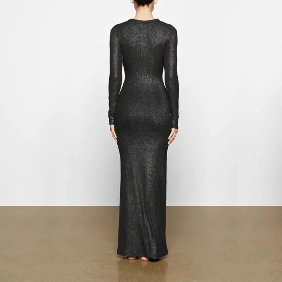 SKIMS Soft Lounge Shimmer Long Sleeve Dress