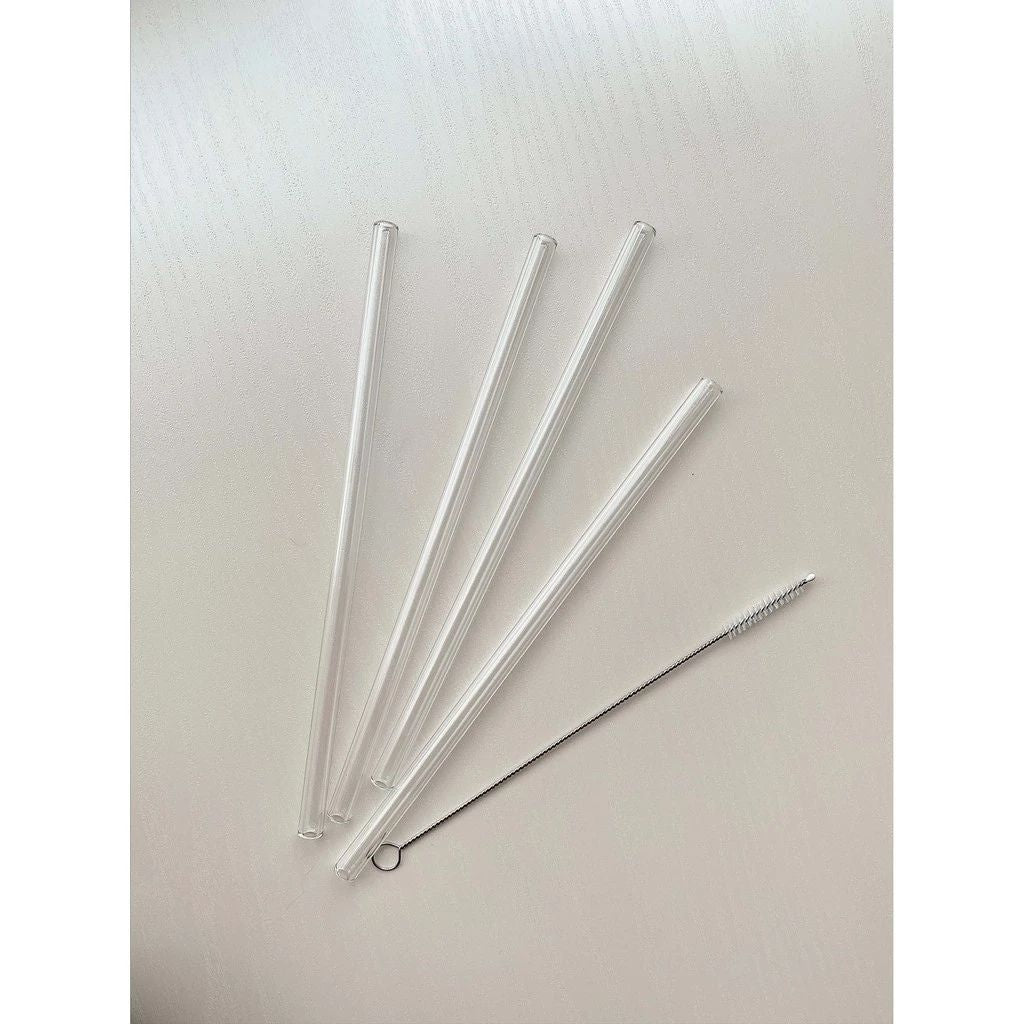 Glass Straws Set with Brsush Transparent Eco-friendly