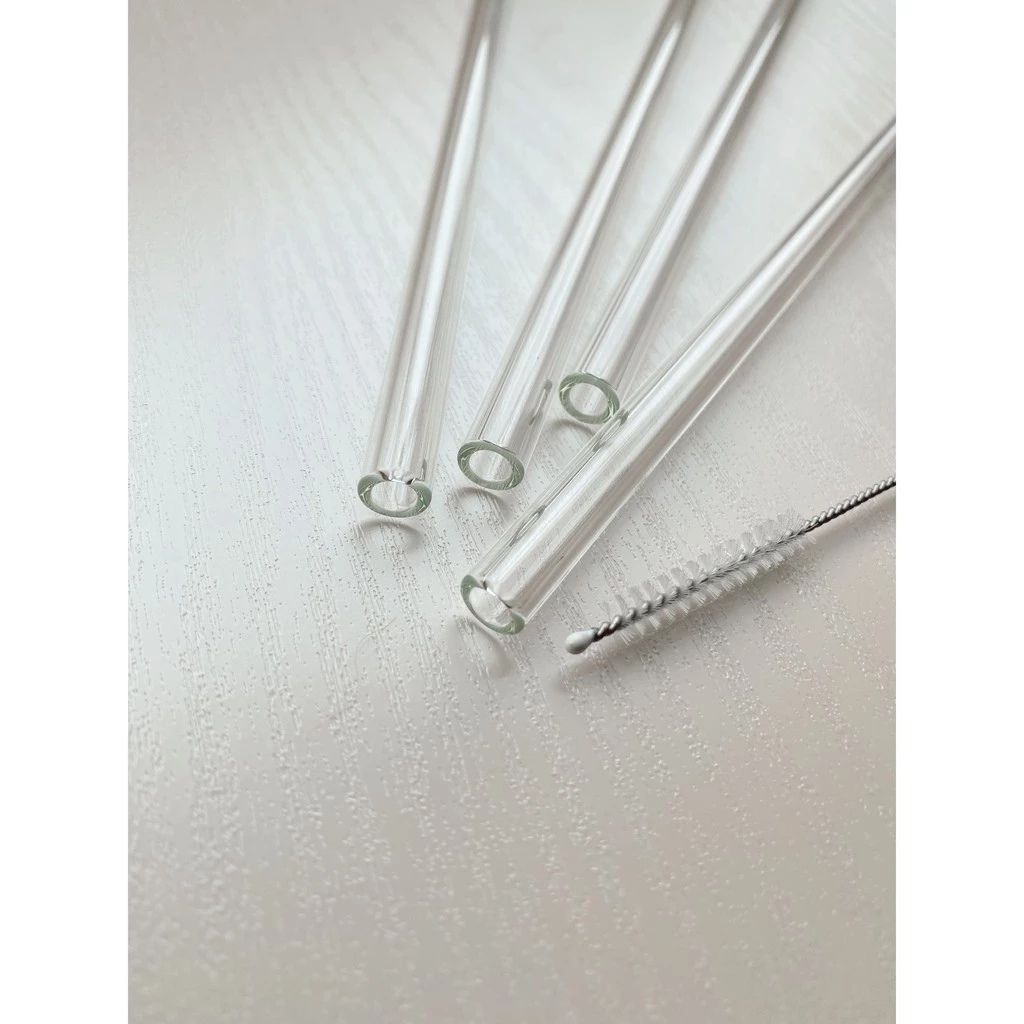 Glass Straws Set with Brsush Transparent Eco-friendly